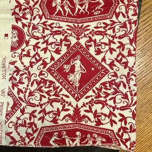 Rare Toile Red and White Patterned Material Textile Greek Roman